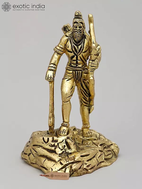 4" Small Lord Parashuram - Sixth Incarnation of Lord Vishnu | Brass Statue