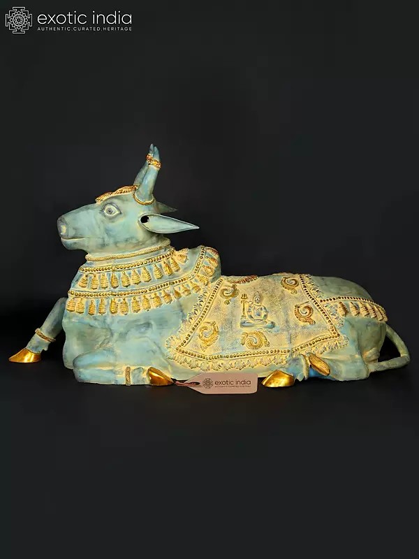 82" Huge Seated Nandi - Vahana of Lord Shiva | Brass Statue