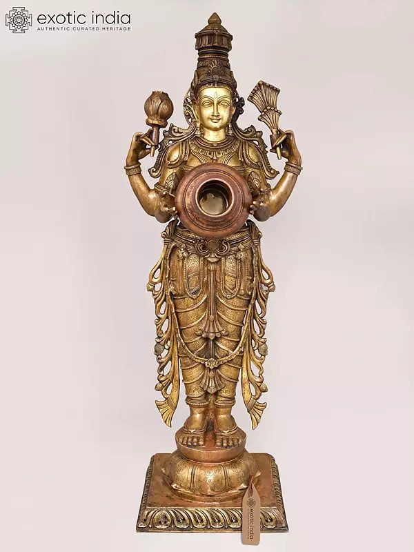 67" Large River Goddess Cauvery | Brass Statue