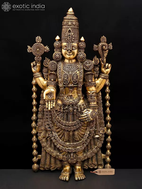 34" Large Tirupati Balaji (Venkateshvara) | Brass Statue