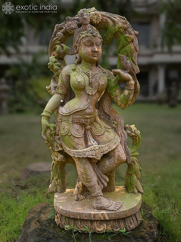 36" Apsara | Sandstone Statue | Exquisite Handmade Indian Art
