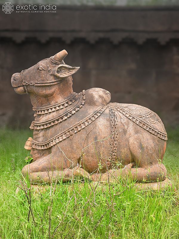 38" Hindu Deity Nandi | Sandstone Statue | Exquisite Handmade Indian Art