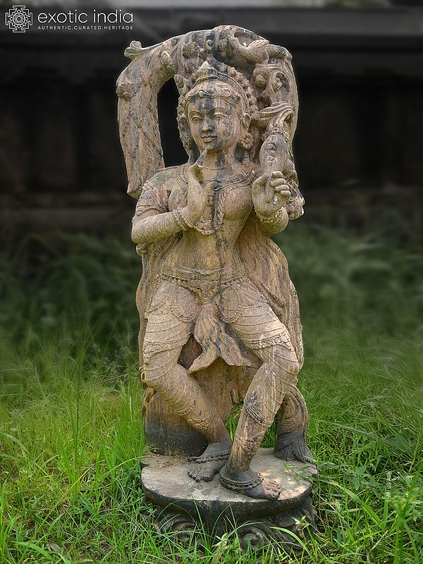 48" Apsara - The Beauty of Indralok | Sandstone Statue | Exquisite Handmade Indian Art