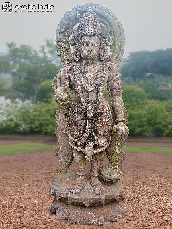 72" Standing Lord Hanuman | Sandstone Statue | Exquisite Handmade Indian Art