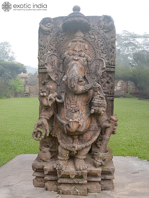 72" Lambodar Lord Ganesha | Sandstone Statue | Exquisite Handmade Indian Art