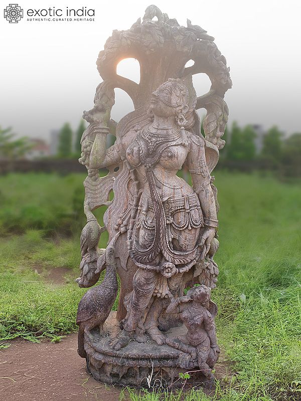 72" Apsara - The Girl of Heaven | Sandstone Statue | Exquisite Handmade Indian Art