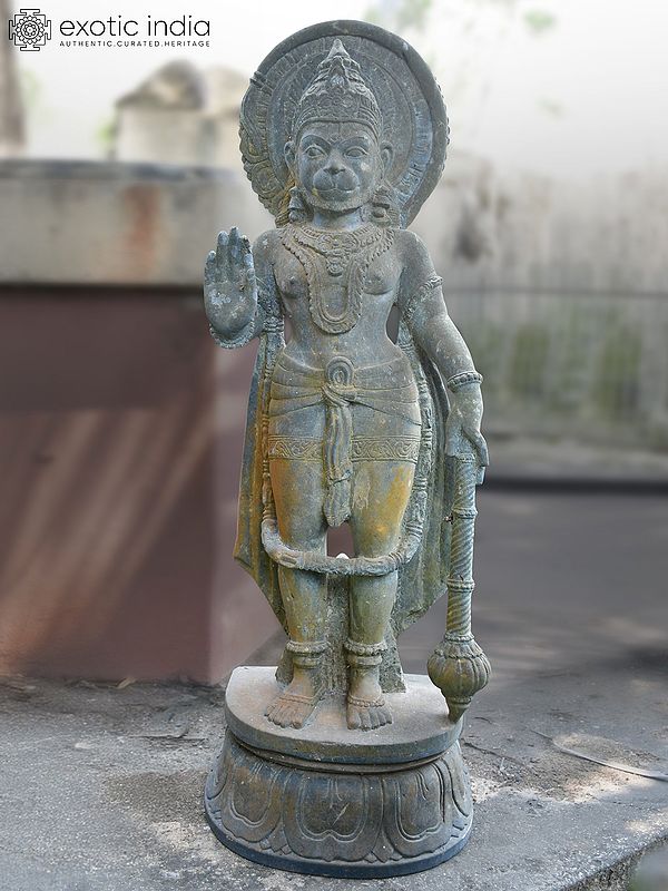 28" Blessing Lord Ganesha | Sandstone Statue | Exquisite Handmade Indian Art