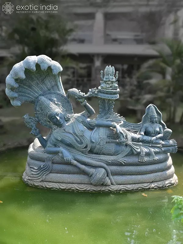 100" Anantashayana Lord Vishnu | Orissa Stone Statue Exquisite Handmade Indian Art | Shipped by Sea Overseas