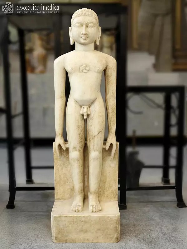 39" Jain Tirthankara - Jain Guru | Marble Statue | Exquisite Indian Art
