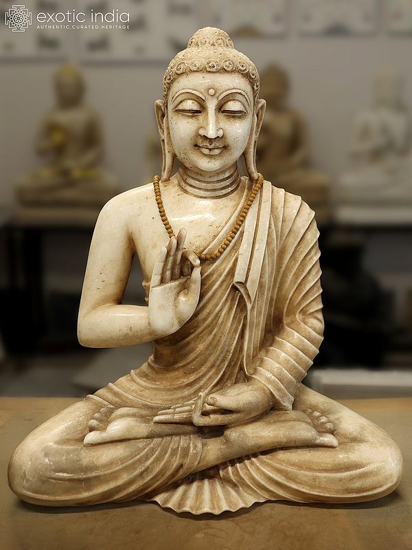 24" Lord Buddha - Vitarka Mudra | Marble Sculpture | Exquisite Indian Art