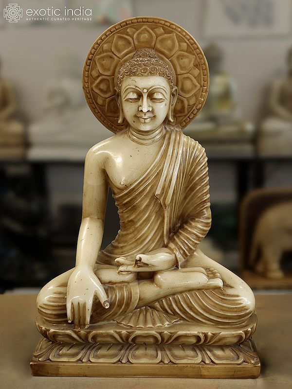 24" Bhumisparsha Mudra - Lord Buddha | Marble Statue | Exquisite Indian Art