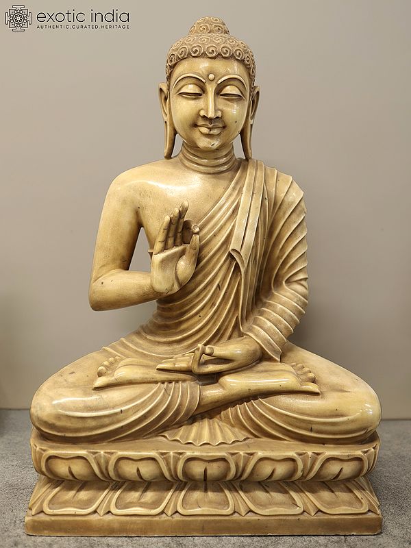 30" Seated Lord Buddha - Vitarka Mudra | Marble Statue | Exquisite Indian Art