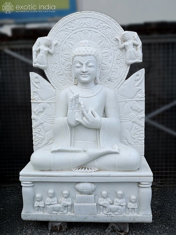 48" Lord Buddha - Dharmachakra Mudra | Marble Statue | Exquisite Indian Art
