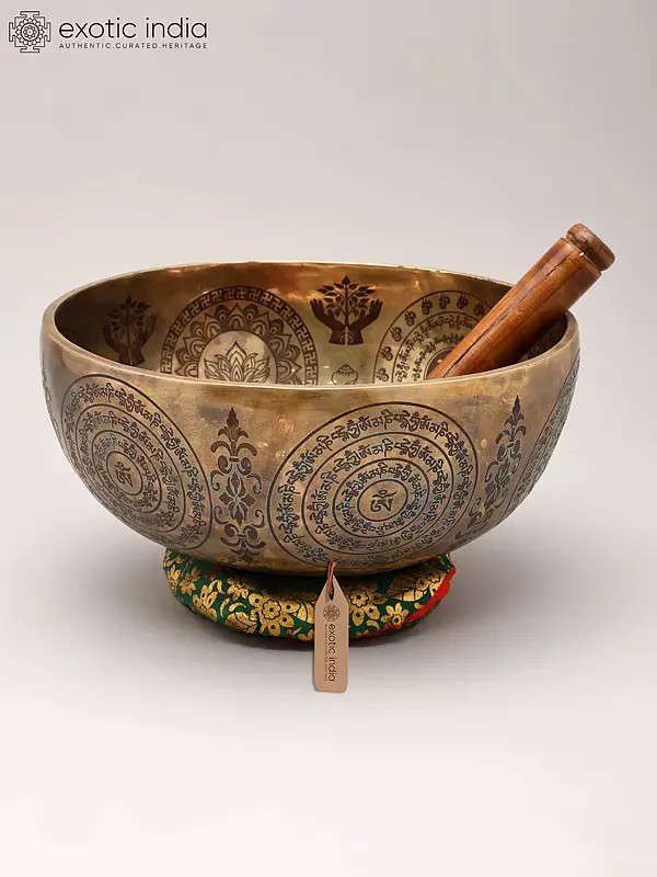 9" Handcrafted Engraved Tibetan Buddhist Singing Bowl for Yoga, Meditation & Stress Relief