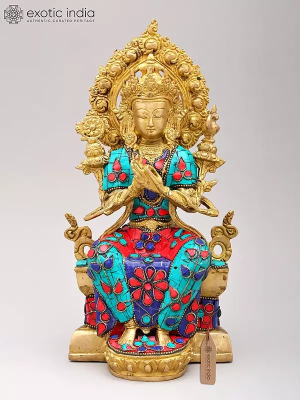11" Tibetan Buddhist Deity Maitreya Buddha In Brass | Handmade | Made In India
