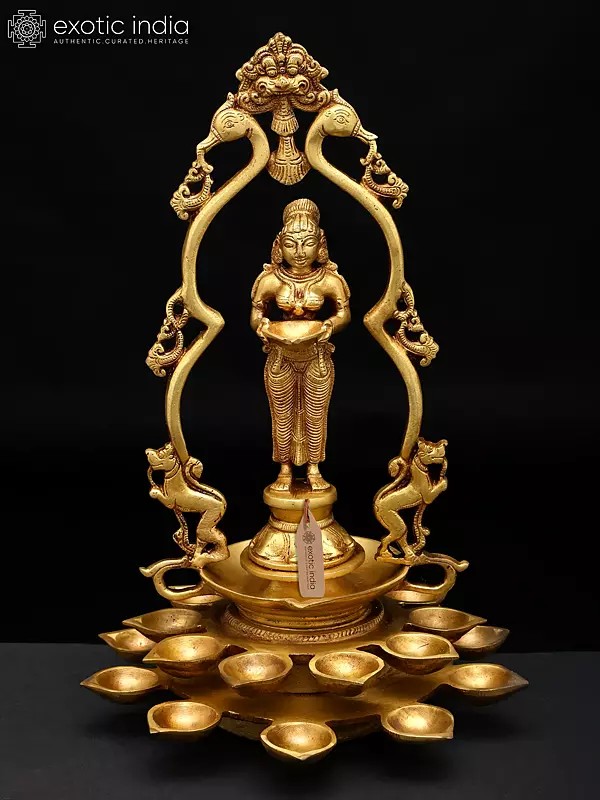13" Deepalakshmi in Mayura-Prabhavali In Brass | Handmade | Made In India