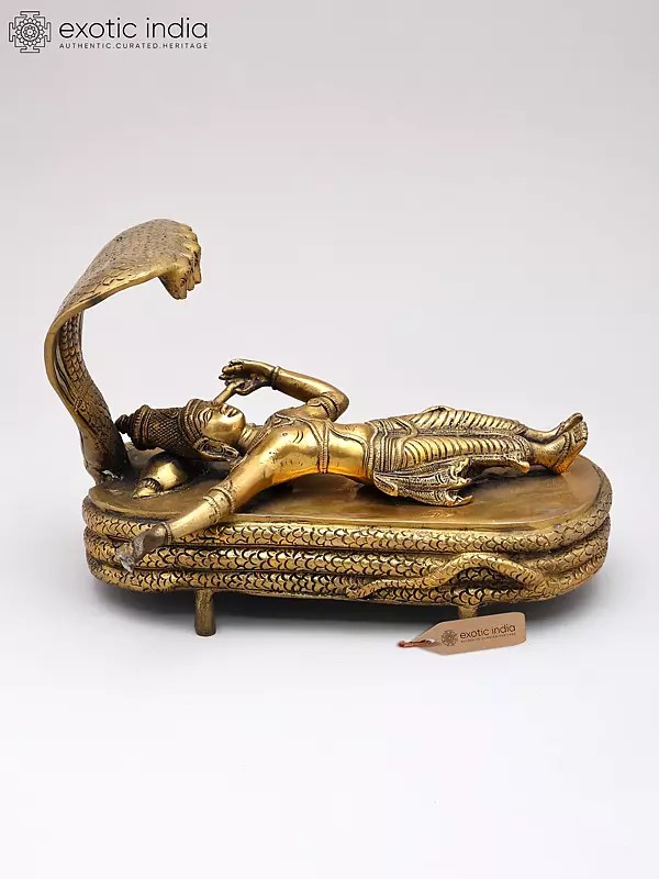 6" Bhagawan Vishnu in Yoga Nidra In Brass | Handmade | Made In India