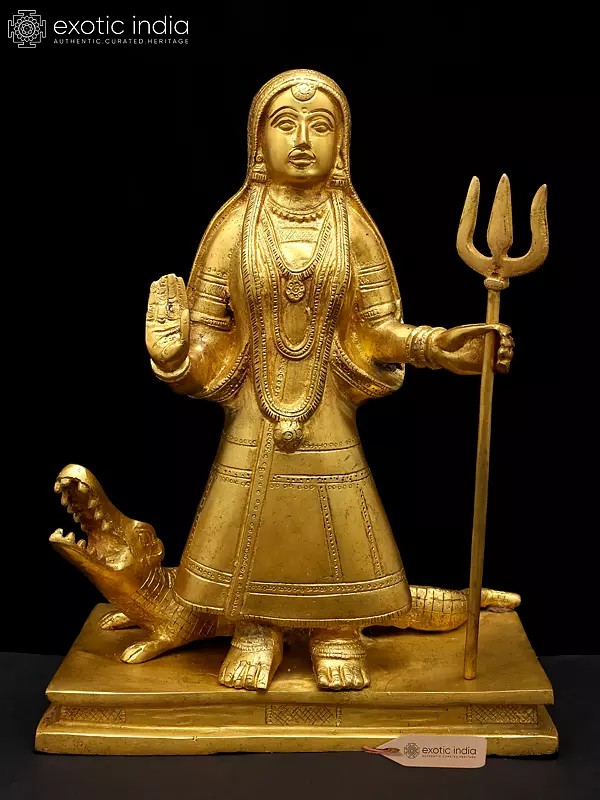 12" Goddess Ganga In Brass | Handmade | Made In India