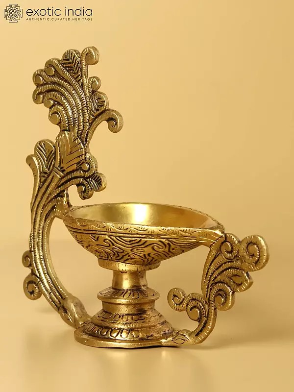 8" Lamp with Traditional Handle in Brass | Handmade | Made in India