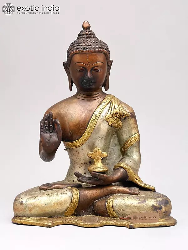 10" Tibetan Buddhist Preaching Buddha In Brass | Handmade | Made In India