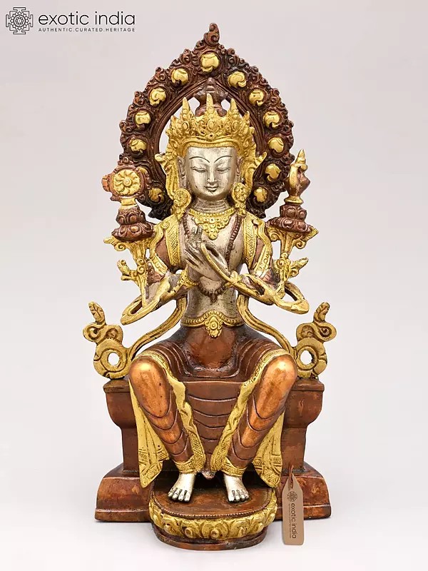 11" Tibetan Buddhist Deity Maitreya Brass Statue – Handmade Spiritual Art | Made in India