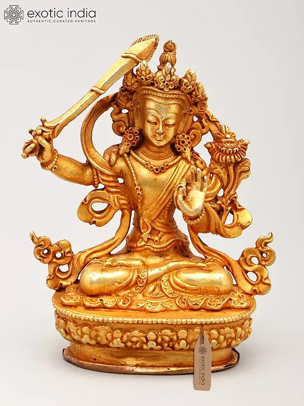Tibetan Buddhist Deity Manjushri Statue - Made in Nepal