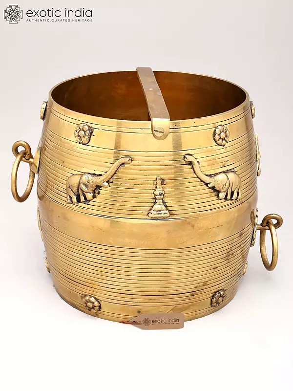 9" Ritual Vessel for Storing Rice in Brass | Handmade | Made in India