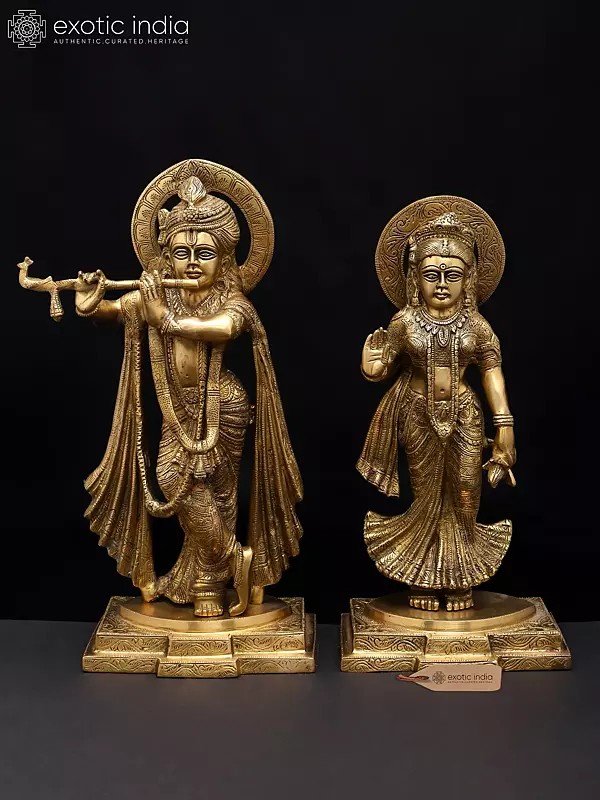 15" Brass Standing Radha Krishna
