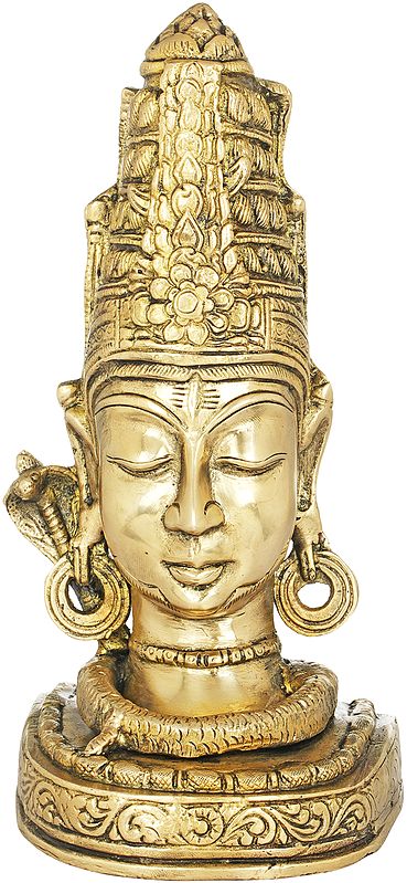 9" Lord Shiva as Mukha Linga In Brass | Handmade | Made In India