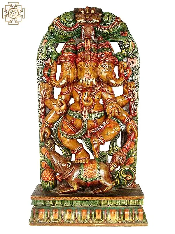 Trimukha Ganesha in Dance Mode