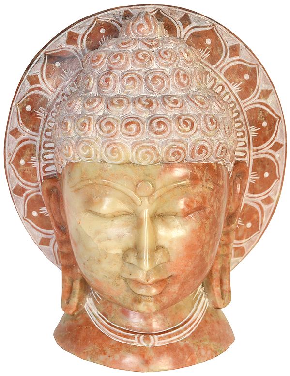 Lord Buddha Head Stone Statue Crafted in Mahabalipuram