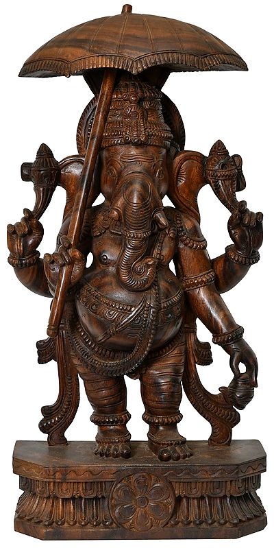 Large Size Lord Ganesha Holding Royal Umbrella