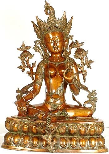 Large Size Green Tara Brass Figurine | Handmade Buddhist Deity Idol