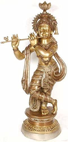 36" Large Size Lord Krishna In Brass | Handmade | Made In India