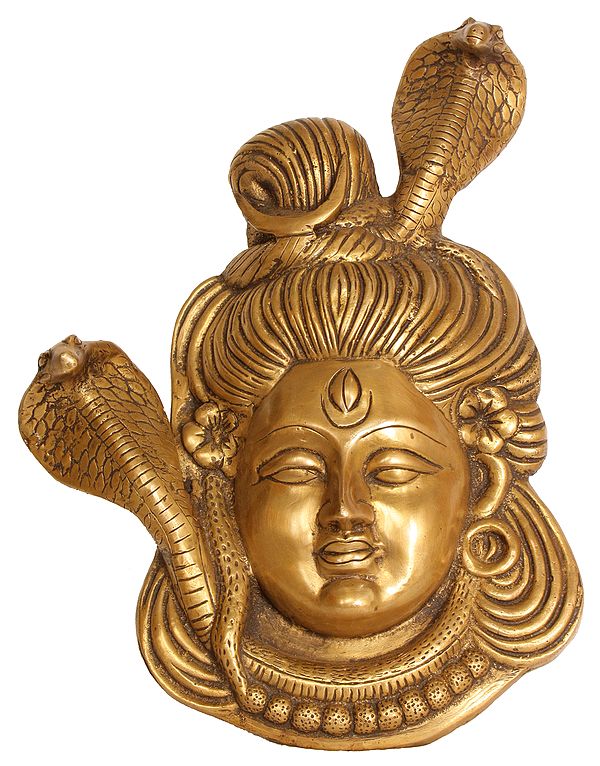 15" Lord Shiva Wall Hanging Statue in Brass | Handmade | Made in India