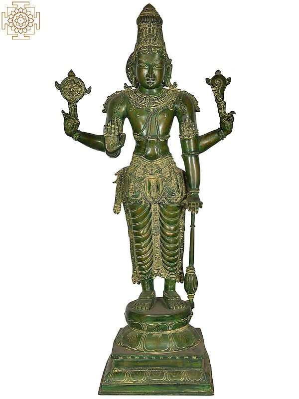 37" Large Size Lord Vishnu In Brass | Handmade | Made In India
