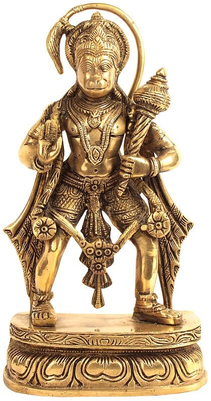 11" The Divine Strength of Hanuman In Brass | Handmade | Made In India