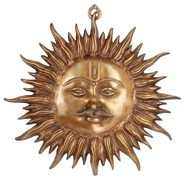 22" Wall-Hanging: Auspicious Motif of Sun In Brass | Handmade | Made In India