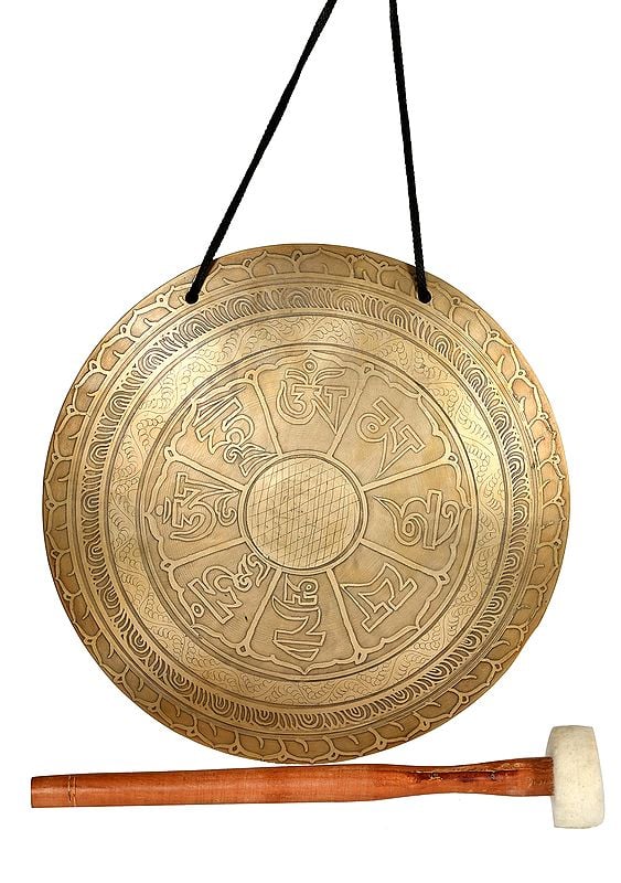 Tibetan Monastery Gong with OM MANI PADME HUM Mantra