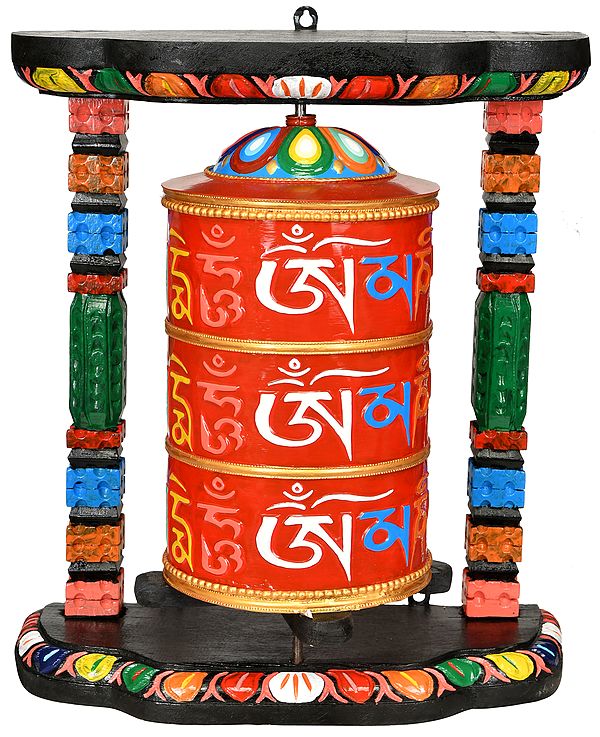 Tibetan Buddhist Large Size Enshrined Prayer Wheel