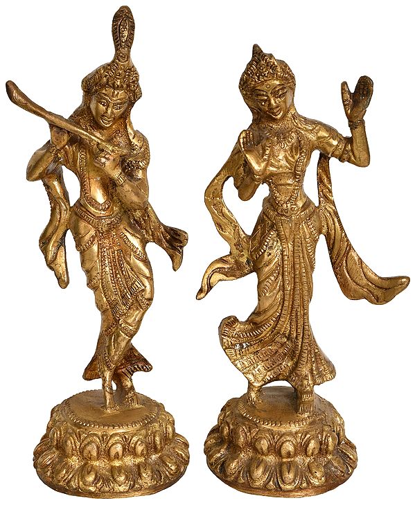 7" Radha Krishna In Brass | Handmade | Made In India