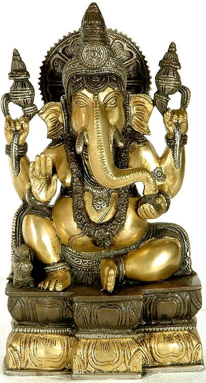 11" The Omniscient And Omnivolent Lord Ganesha In Brass | Handmade | Made In India
