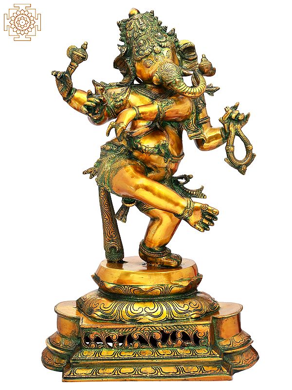 25" Dancing Ganesha In Brass | Handmade | Made In India