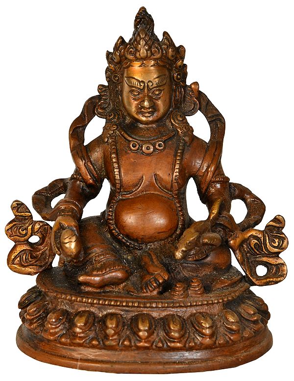 5" Brass Sculpture of Kubera | Tibetan Buddhist Deity Statues