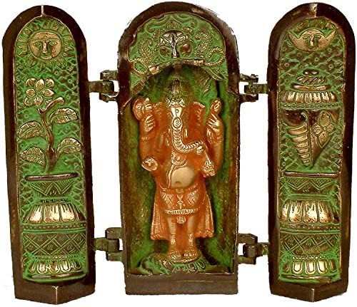 7" Ganesha Folding Tample In Brass | Handmade | Made In India