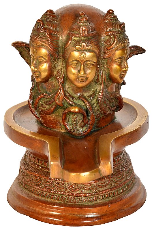 6" Auspicious Mukha Linga In Brass | Handmade | Made In India