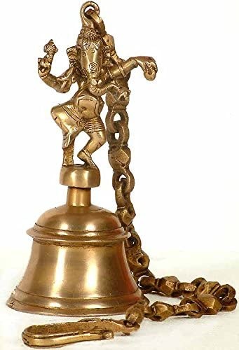 9" Ganesha Hanging Temple Bell in Brass | Handmade | Made in India