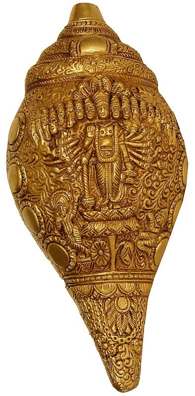 9" Vishvarupa  Vishnu Conch (Wall Hanging) In Brass | Handmade | Made In India