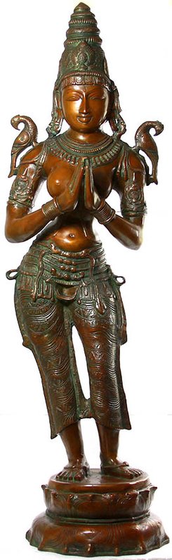 45" Large Size Dwara-Devi (The Celestial Doorkeeper Flanking Temple Doors) in Brass