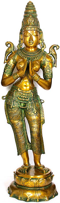 45" Large Size Dwara-Devi (The Celestial Doorkeeper Flanking Temple Doors) In Brass | Handmade | Made In India